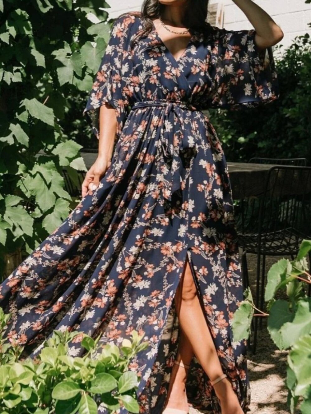 Baltic Born Navy Floral Maxi Dress with Pink Blooms
